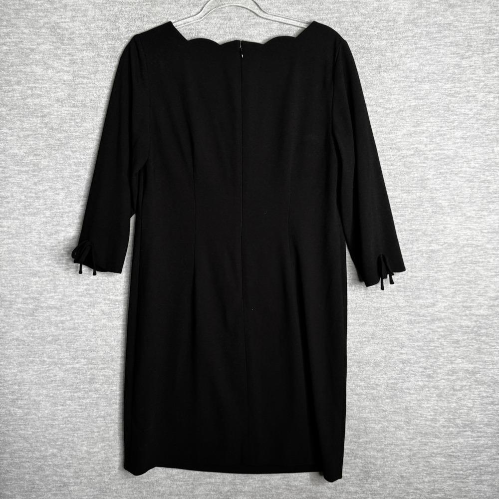 Talbots Petite Size 8P Dress LBD Black Sheath‎ Scalloped Bow Work Career Modest - Picture 6 of 6